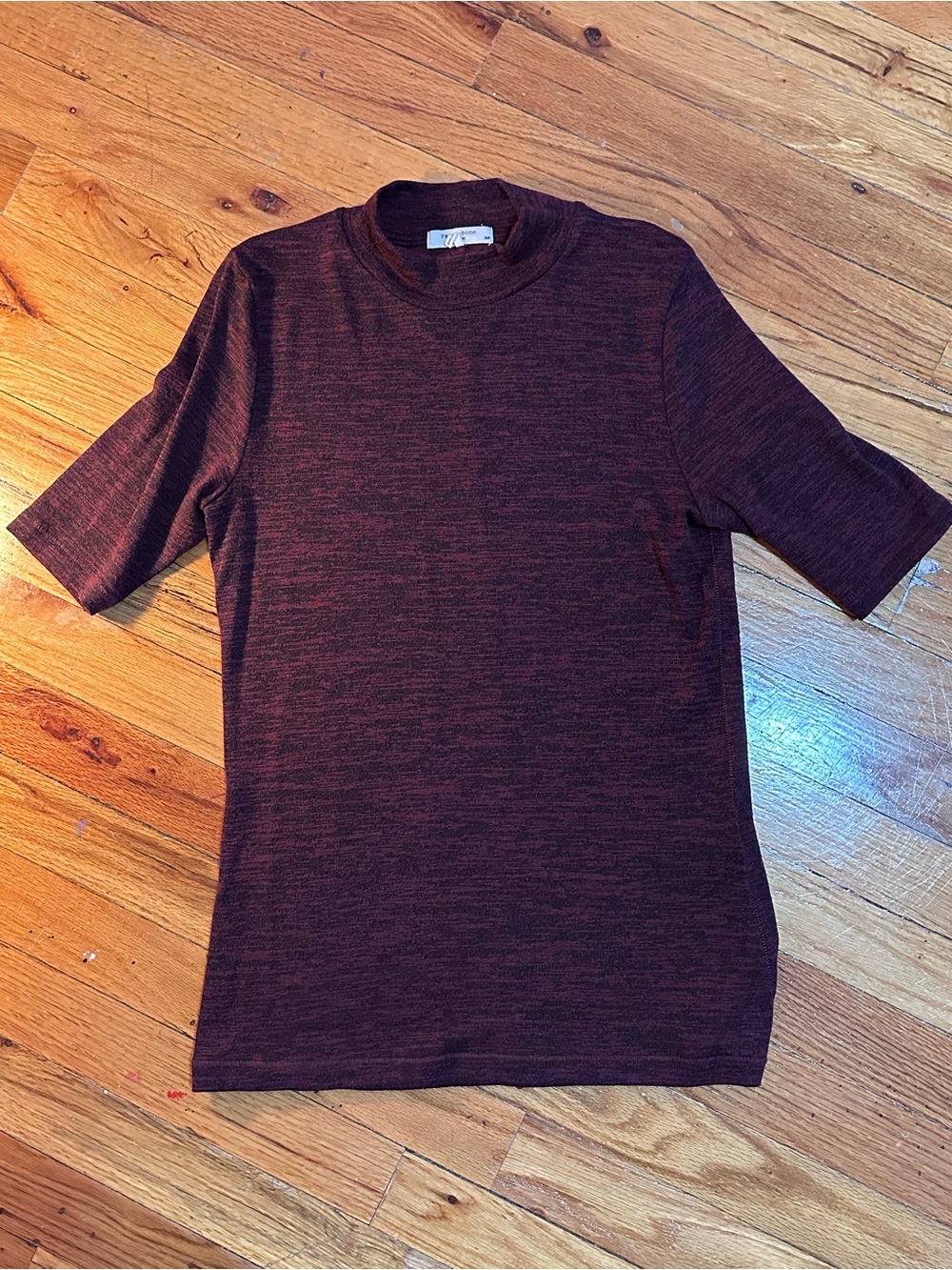 Rag & Bone Marled Plum Short Sleeve Mock Neck Top